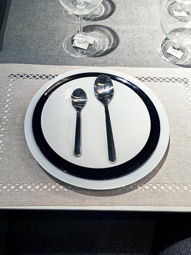 Placemats Set of 4, Set of 6 for Dining Table, Placemats with Hollow Edge Table Cloth Set, Table Mats for Dining Table 12"x18" Off-White