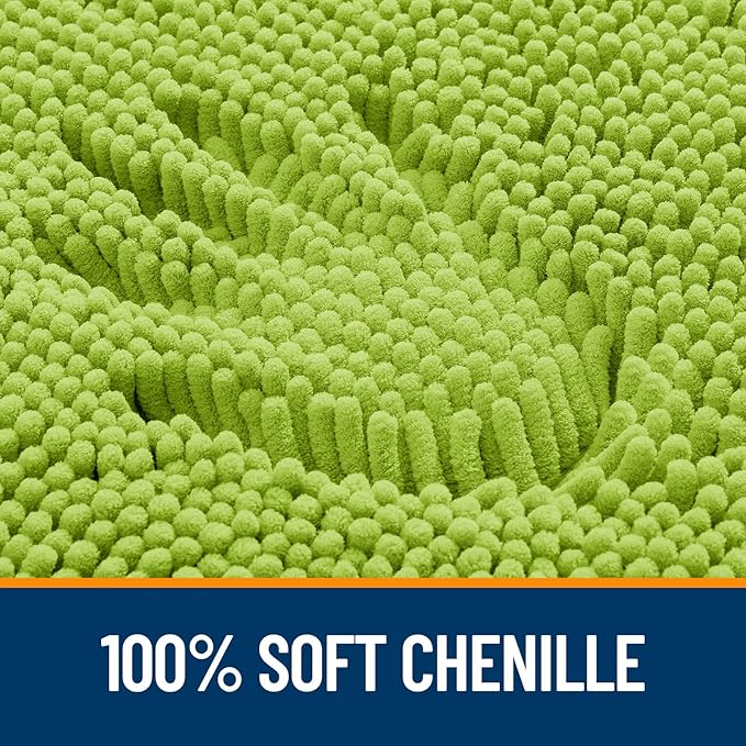 OLANLY Bathroom Rugs 36x24, Extra Soft Absorbent Chenille Bath Rugs, Rubber Backing Quick Dry, Machine Washable Bath Mats for Bathroom Floor, Tub and Shower, Home Decor Accessories, Bright Green