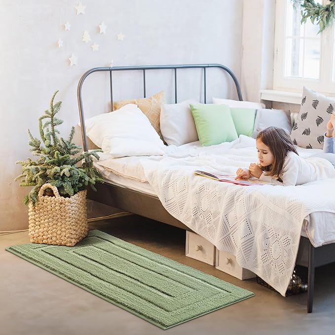 GRANNY SAYS Sage Green Bathroom Rugs Non Slip, 48" x 24", Small Bathroom Rugs Washable,Bath Mats for Floor, Microfiber Bath Mat for Tub, Absorbent Shower Rug