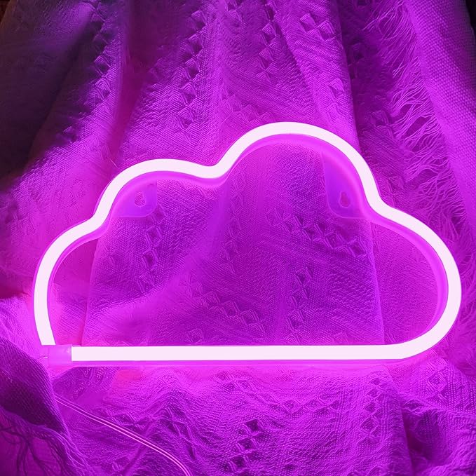 LED Cloud Neon Light for Wall Decor, Battery or USB Powered Cloud Sign Shaped Decoration Wall Lights for Bedroom Aesthetic Teen Girl Kid Room Christmas Birthday Wedding Party Pink
