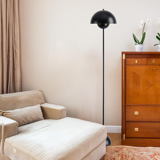 COSYLUX Modern Floor Lamp for Living Room, Industrial Tall Standing Lamp for Bedroom, Metal Shade Reflecting Light Reading Floor Lamp for Office, Nursery Room, Corner(Black)