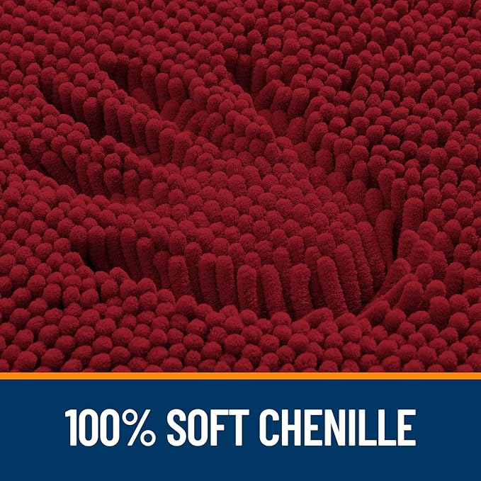 OLANLY Bathroom Rugs 24x16, Extra Soft Absorbent Chenille Bath Rugs, Rubber Backing Quick Dry, Machine Washable Bath Mats for Bathroom Floor, Tub and Shower, Home Decor Accessories, Red
