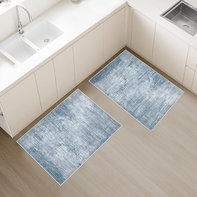 Area Rugs 2x3 Washable Rug: Entryway Rugs Modern Abstract Small Rug Soft Non Slip Neutral Rugs Stain Resistant Indoor Carpet for Bedroom Kitchen Dining Table Hallway(Blue,2'x3')