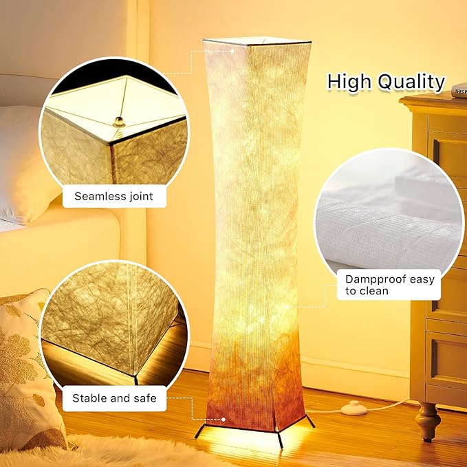 chiphy Floor Lamp, Dimmable 39" (XS) Tall Standing Lamp, 3 Levels Adjustable Brightness LED Bulbs, Column Floor Light, Red Gradient Fabric Lampshade, Home Decor for Living Room, Bedroom, Kids Room