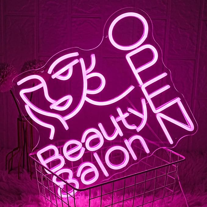 Beauty Salon Open Neon Sign Salon Neon Light Beauty Salon Led Light Open Neon Light Up Sign for Beauty Salon Nails Studio Hairdressing Shop Barber Shop Dressing Room Decoration