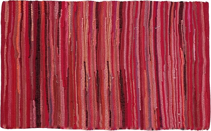 Rug Area Rugs Cotton Red 3x5 Ft (36"x60") Multicolour Chindi for Livingroom Bedroom Washable RagRug Reversible Farmhouse Kitchen RunnerRug Carpet Area Runner Mat for Hallway, Entryway
