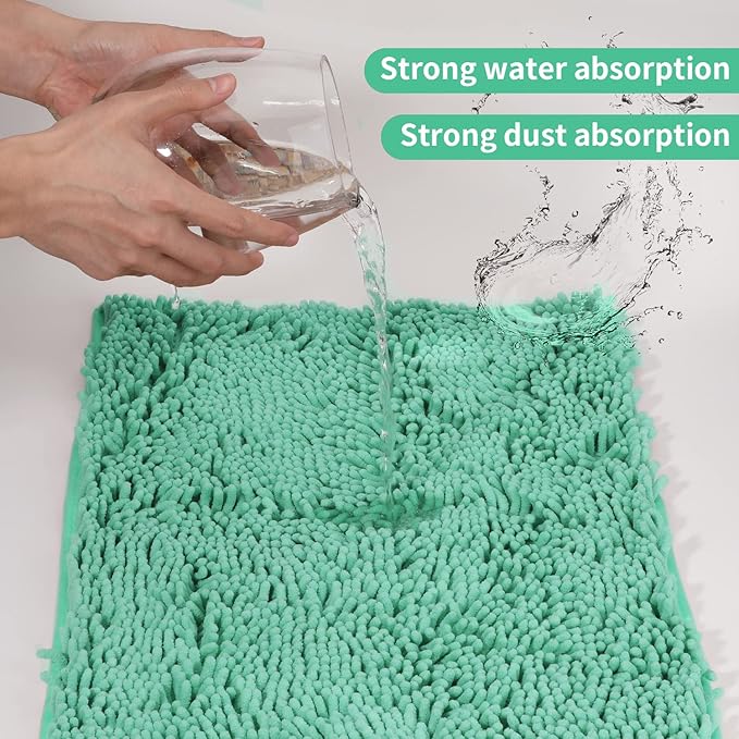 ZiYiJuan Bathroom Rugs, Super Absorbent Luxury Shaggy Chenille Bath Mats, Fruit Green 17x24_20x32