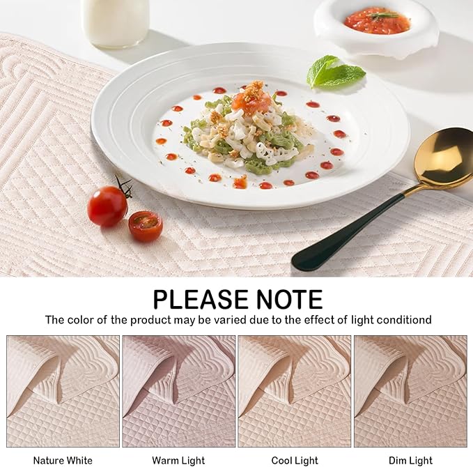 Pink 100% Cotton Placemats Set of 6, Rectangular Placemats Machine Washable-13x18 Inches for Kitchen or Dining Table Fabric Rectangular Table Mats