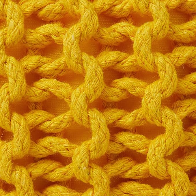GDFStudio Poona Handcrafted Modern Cotton Pouf, Yellow 20 *20 *14