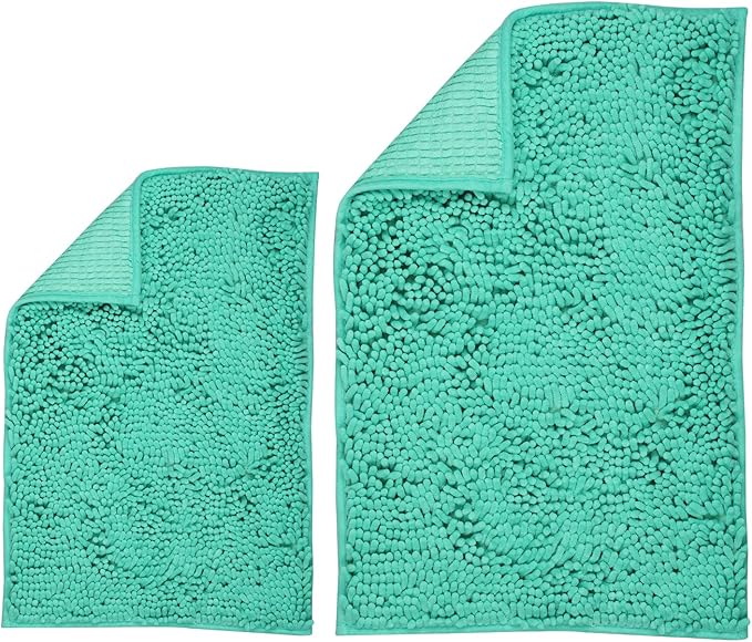 ZiYiJuan Bathroom Rugs, Super Absorbent Luxury Shaggy Chenille Bath Mats, Fruit Green 17x24_20x32