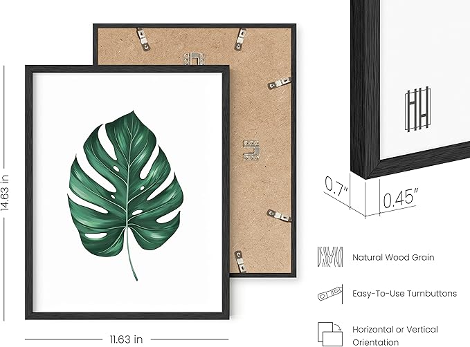 HAUS AND HUES Framed Botanical Wall Art – Plant Wall Decor, Tropical Wall Art, Leaf Wall Art, Green Leaves Pictures, Plant Pictures Wall Art, Leaves Print, Sage Green Wall Art, (11x14, Black Framed)