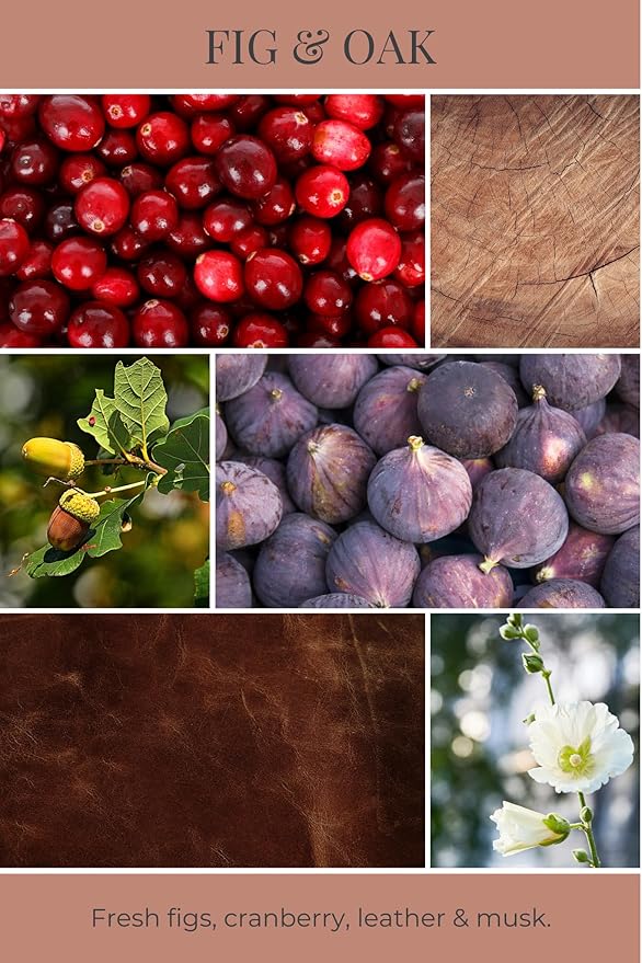 Eco Candle Co. Recycled Candle, Fig & Oak, 18 oz. Double Wick - Scents of Figs, Cranberries, Leather, & Musk - 100% Soy Wax, No Lead, Kraft Paper Label & Lid, Hand Poured, Midwest Grown Soybeans