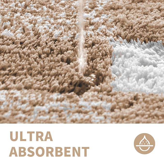 CozeCube Beige Checkered Bath mats Non Slip, Fluffy Absorbent Microfiber Runner Bath mat Washable, Aesthetic Bathroom Rugs, Long Bath mat for Bathroom Floor, 59" x 24"