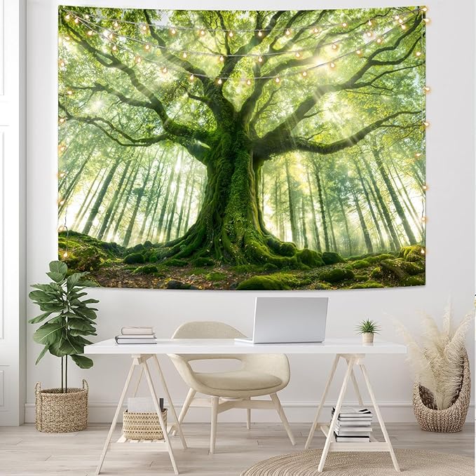 Kanuyee Forest Tree Tapestry Majestic Tapestry Large Nature tapestries Wall Hanging for Bedroom and Living Room Tree 44×60 Inches