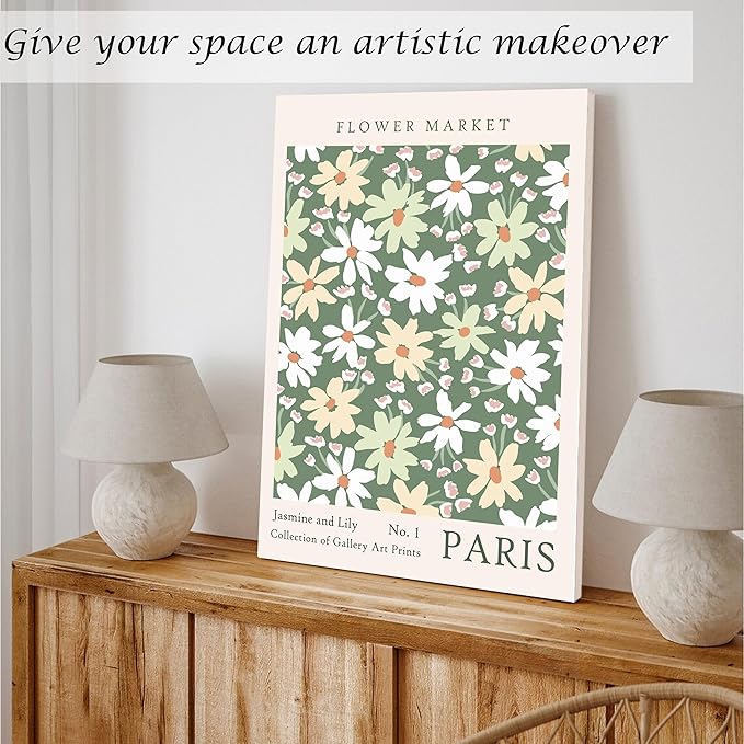 Induslyfe Large Framed Green Wall Art Canvas Decor Set of 3, Matisse Wall Art Framed Prints Posters Mid Century Modern Art, Aesthetic Floral Botanical wall art for bedroom, living room bathroom 18x24
