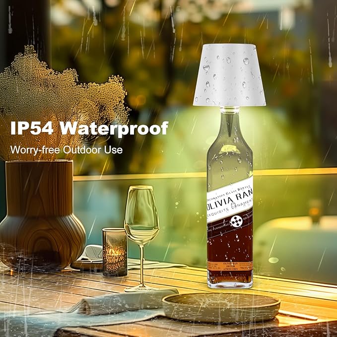 Wine Bottle Lamp, 2025 New 3 Color Rechargeable Wireless Bottle Lamp for Liquor Bottles with Touch Dimming for Parties, Restaurants & Home Decor (RGB White)