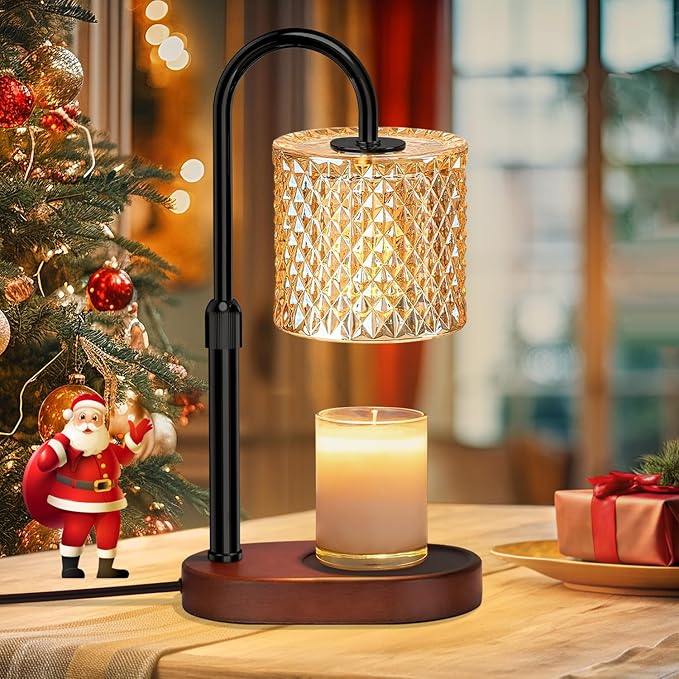 Electric Candle Lamp Warmer with Timer Dimmer Adjustable Height,Gifts for Women and Men,Vintage Home Decor with 2 Bulbs