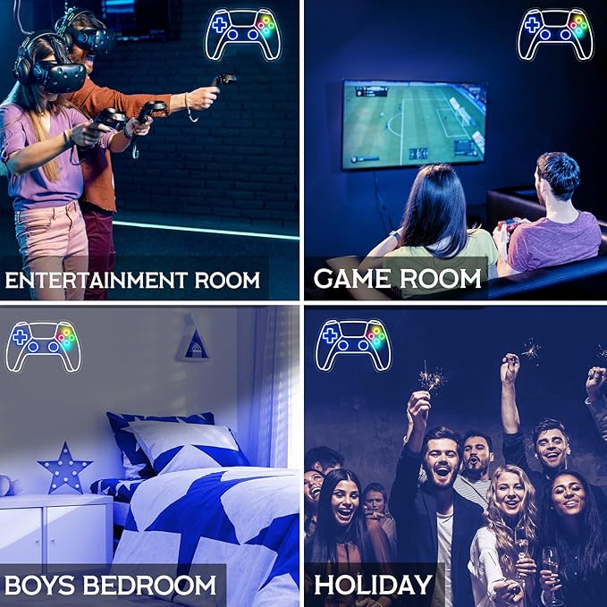 Gamer Neon Sign, Gamepad Shaped LED Neon Sign for Gamer Room Decor, Gaming Neon Sign for Boys Room Decor, Neon Gaming Sign for Gaming Wall Decor, USB Powered Gamer Gifts for Teens, Boys, Kids