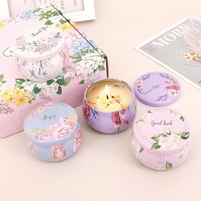 Naimo 4 Pack Scented Candles Long Lasting Soy Wax Aromatherapy Candle for Home Bath Yoga Birthday Gift Set Women Present