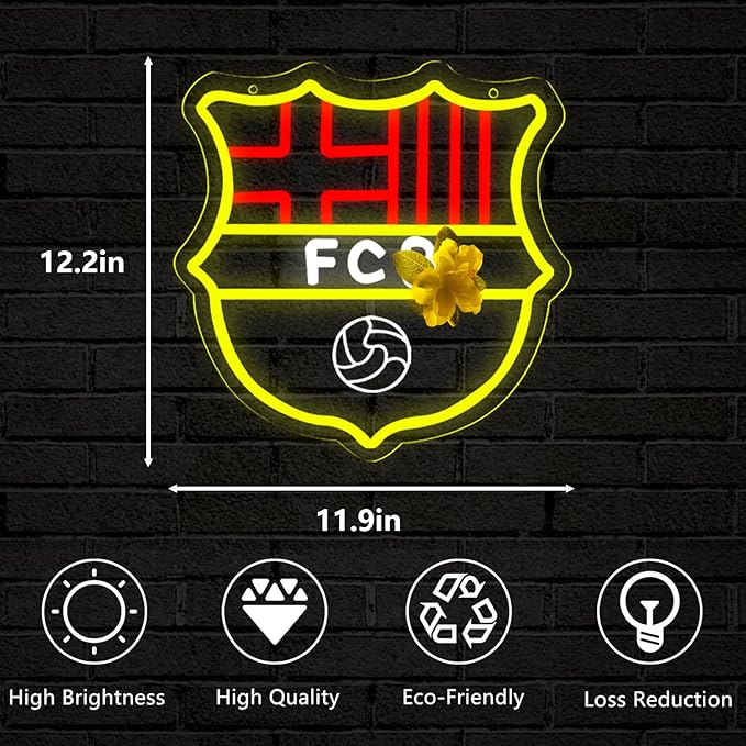 Football Sports Neon Signs for Wall Decor,FC LED Neon Lights for Bedroom、Man Cave,Birthday、Christmas Gifts for Boys