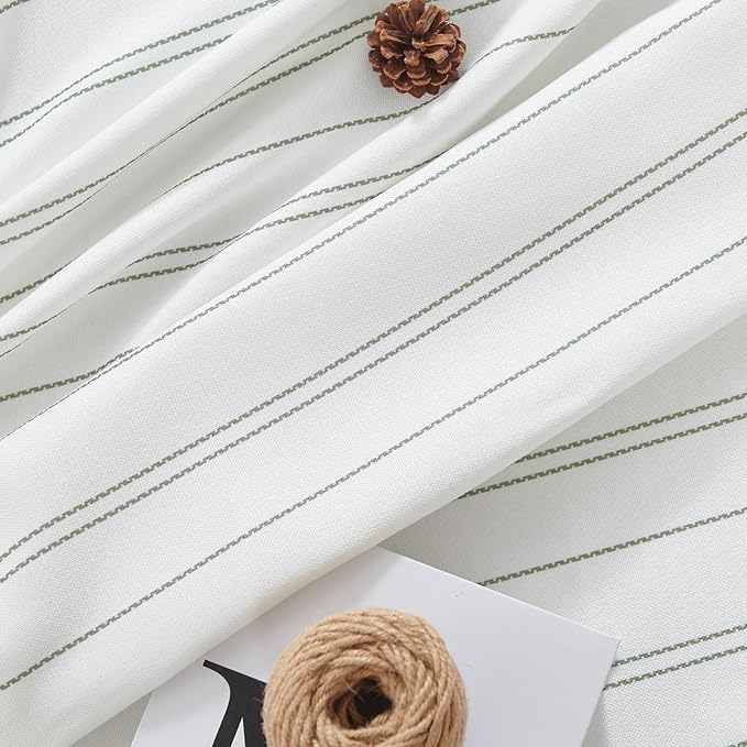 jinchan Green and White Striped Curtains 96 Inches Long for Living Room Bedroom Green on White Curtains Pinstripe Drapes Privacy Light Filtering Rod Pocket Modern Window Treatments Set 2 Panels