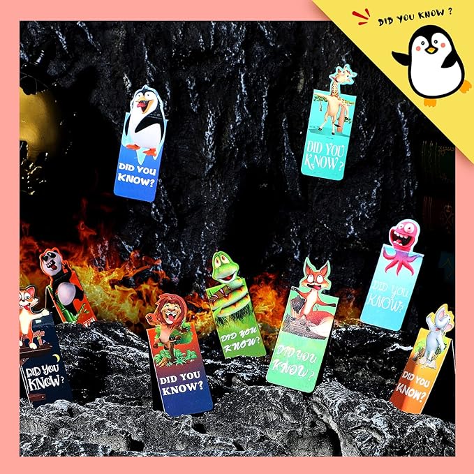 Sepamoon 12 Pcs Magnetic Bookmarks Book Marks Cute Magnet Page Markers Page Clips Funny Animal Bookmarks for Students Teacher Reading Party Favor (Animal Style)