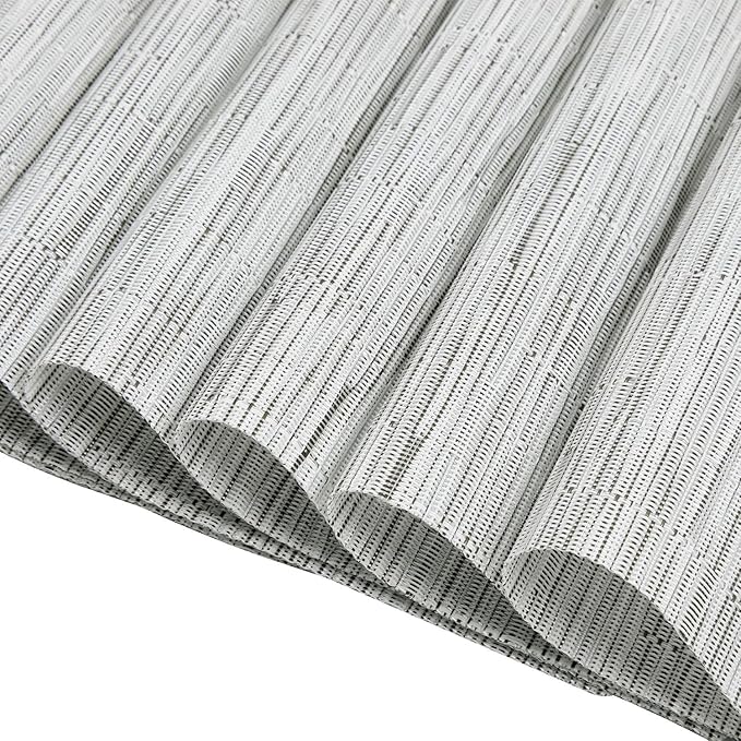 SHACOS Wedge Placemats Set of 8 Woven Vinyl Placemats for Small Round Table Place Mats Wipe Clean Non Slip Table Mats, Gray White