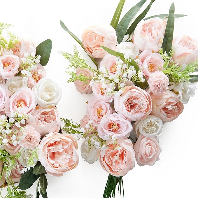 MISSPIN Artificial Flowers DIY Box Set Fake Roses Bouquet Bridal Wedding Flowers Colorful Centerpiece Table Decorations Boho Faux Floral with Stems Arrangements for Cake Home Party Indoor Outdoor
