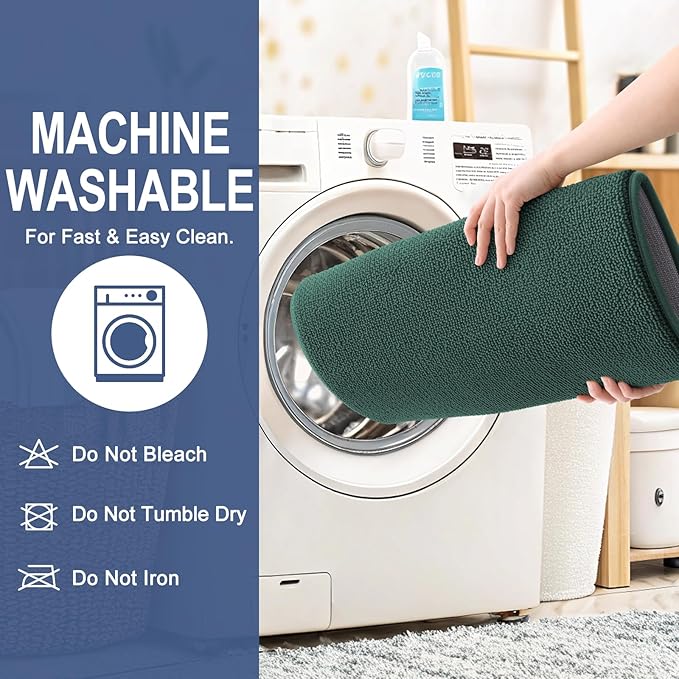 OLANLY Thick Memory Foam Bath Mat Rug 24x16, Extra Soft Absorbent Bathroom Rug, Quick Dry Bath Mats, Non-Slip, Washable Carpet for Bathroom, Tub and Shower, Home Decor Accessories, Blackish Green