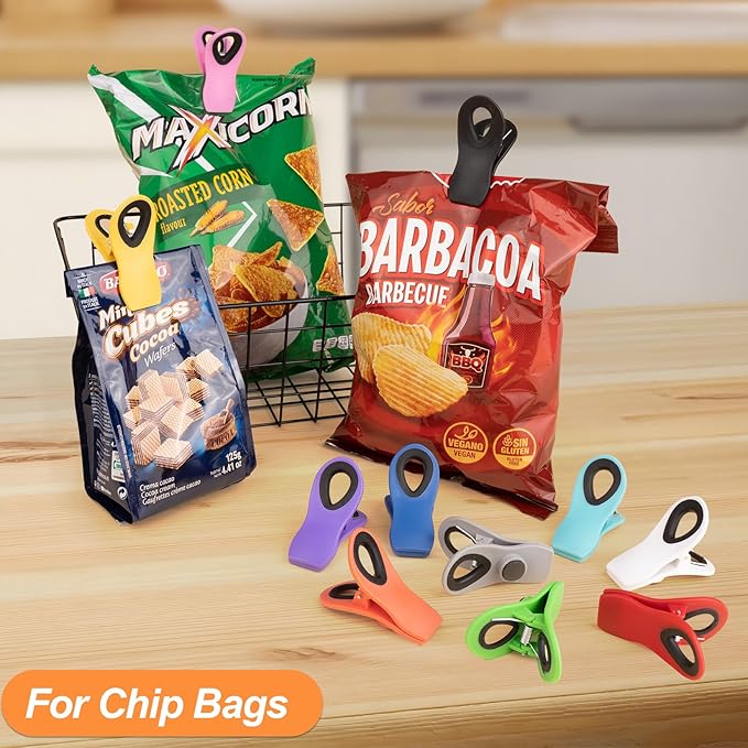 10 Pack Clips - Chip, Bag, Food Clips for Storage & Fridge, Snack, Kitchen, Packages