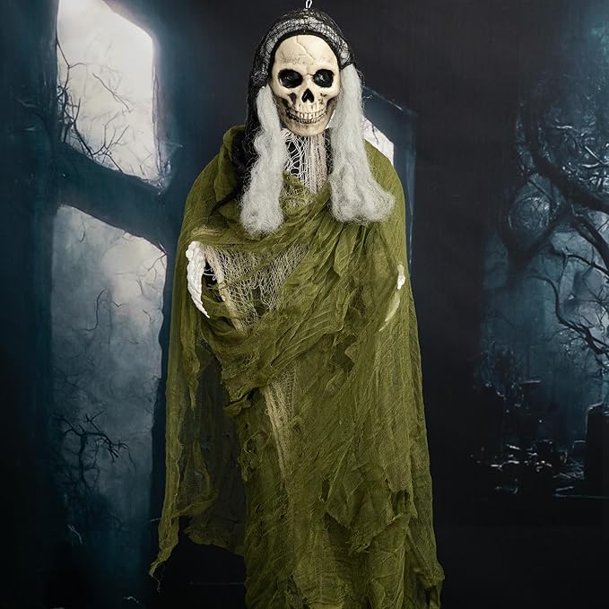 RunNico 400x36 Inch Large Size Green Halloween Creepy Cloth Decoration,Spooky Gauze Cloth,Halloweens Haunted Cheesecloth for Stairway,Wall,Window Decorations,Outdoors Doorways Decor