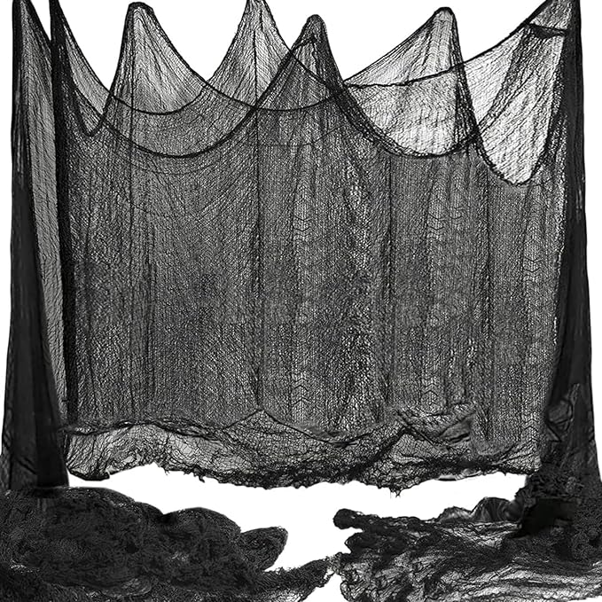 400 x 39 inch Large Size Creepy Cloth Black Halloween Scary Spooky Cloth-Windows Doorways Gauze Cobweb Spider webs Decorations for Halloween Party Haunted House Decor