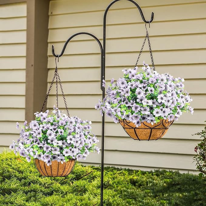 Artificial Flowers Outdoor Faux Plants UV Resistant 12 Bundles Fake Patio Flowers Plastic Greenery Plnats Outside Bulk for Spring Garden Hanging Planter Home Vase Decor, White