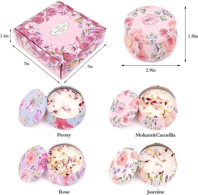 Naimo 4 Pack Scented Candles Long Lasting Soy Wax Aromatherapy Candle for Home Bath Yoga Birthday Gift Set Women Present