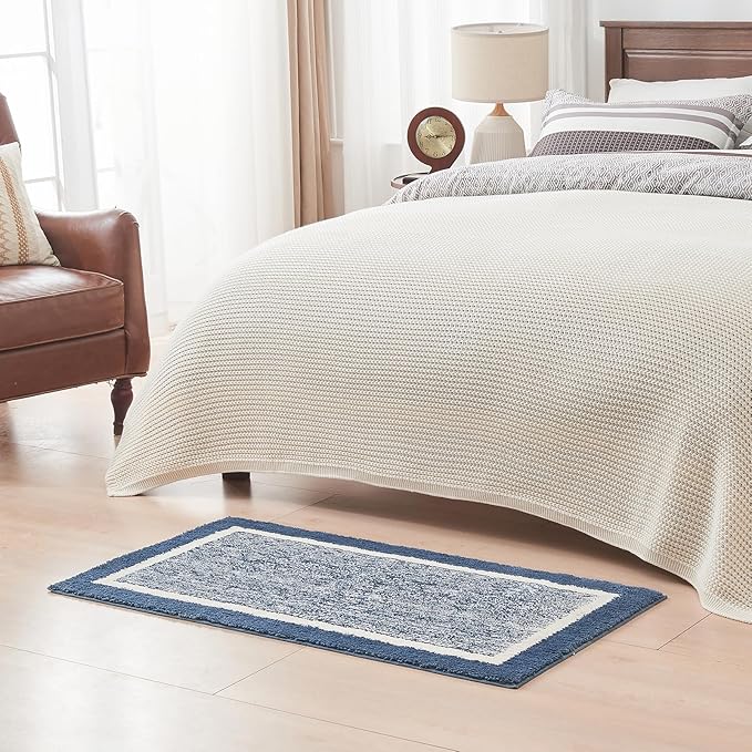 CozeCube Bath mats for Bathroom Non Slip, Plush Shaggy Bath Rugs for Bathroom Washable, Extra Soft and Absorbent Microfiber Bath Rugs, Dark Blue, 59" x 24"