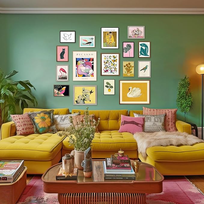 Vintage Wall Art Canvas Prints, Maximalist Home Decor - Eclectic Gallery Wall Prints for Dorm Bedroom, Unframed