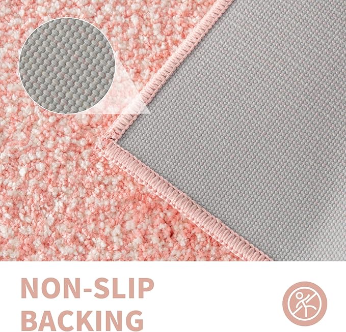 CozeCube Bath mats for Bathroom Non Slip, Fluffy Shaggy Bath Rugs for Bathroom Washable, Soft Absorbent Microfiber Bath Rugs for Shower Sink, Pink Christmas Rugs, Blossom Pink, 32" x 20"