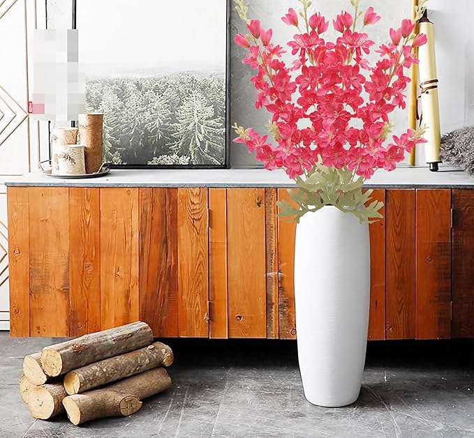FERIAL 4pcs Artificial Delphinium Faux Rosered