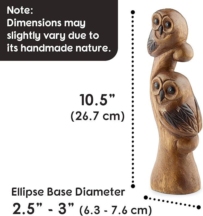 Owl Decor - Owl Gifts for Women and Owl Lovers - Decorative Owl Figurines - Wood Owl Statue Figure - Cute Owl Decorations for Home Kitchen Bathroom Bedroom - Owl Sculpture - Mini Owl Ornament