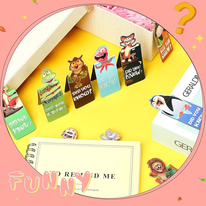 Sepamoon 12 Pcs Magnetic Bookmarks Book Marks Cute Magnet Page Markers Page Clips Funny Animal Bookmarks for Students Teacher Reading Party Favor (Animal Style)