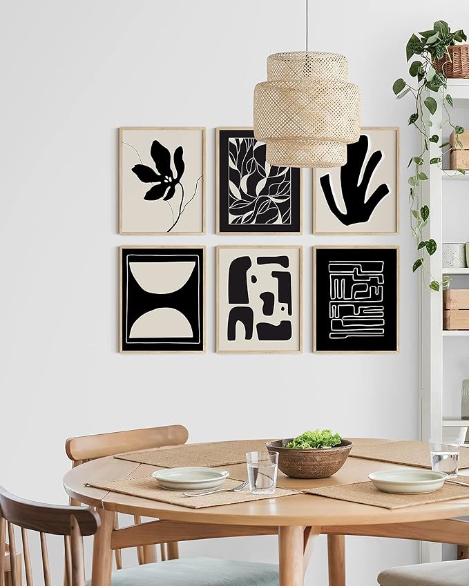 HAUS AND HUES Abstract Art Wall Decor - Set of 6 Modern Art Gallery Display, Abstract Minimalist Wall Art, Mid Century Modern Artwork, Modern Art Wall Decor Neutral Art (Unframed 16x20)