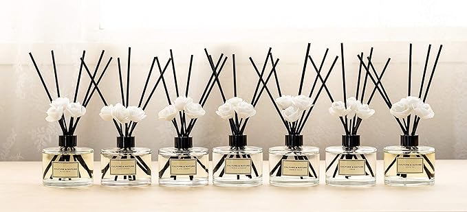 CULTURE & NATURE Reed Diffuser Set 6.7oz (200ml) Floral Bouquet Scented Diffuser with Sticks Home Fragrance Reed Diffuser for Bathroom Shelf Decor