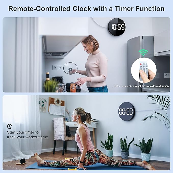 Digital Wall Clock, 10 in Wall Clock with Large LED Display Seconds Display One Button DST Muteable Button Auto Brightness, Large Digital Wall Clock for Living Room, Classroom, Bedroom, Office