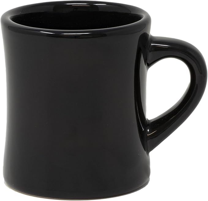 Funny Guy Mugs Classic Retro Diner Coffee Mug - Heavy Duty 10 Oz Stoneware Cup with Easy Grip Handle - Ideal for Hot and Cold Beverages (Black, 10 Ounce)