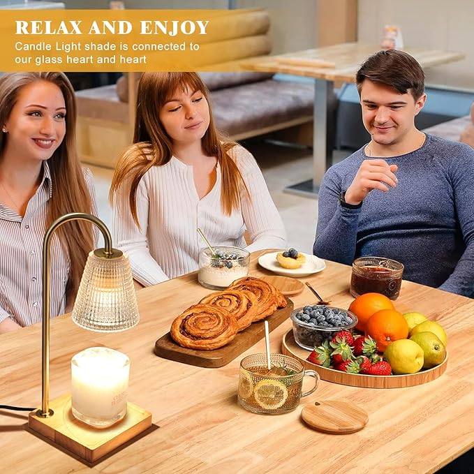 Hong-in Candle Warmer Lamp with Timer Dimmer,Birthday Gifts for Women Mom,House Warming Gifts New Home Room Decor,Wax Warmer for Scented Wax Jar Candles with Unique Dotted Lampshade