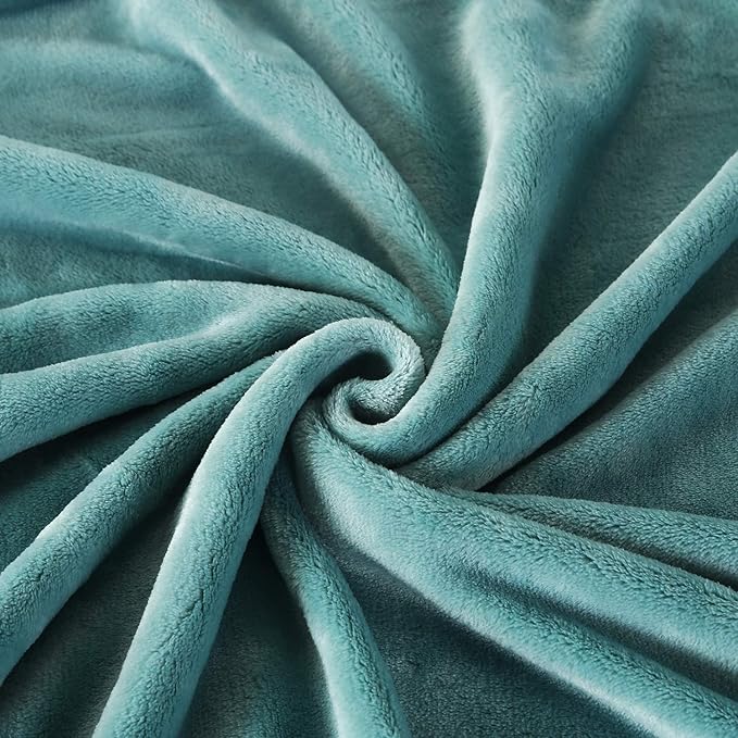 TASTHROW Large Flannel Fleece Throw Blanket, 50×70 Inch - Cozy Lightweight Thick Blanket - All Seasons Suitable for Women, Men and Kids (Bluishgreen)