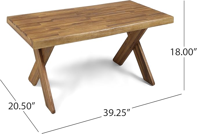 Christopher Knight Home Estelle Indoor Farmhouse Acacia Wood Coffee Table, Sandblast Teak Finish