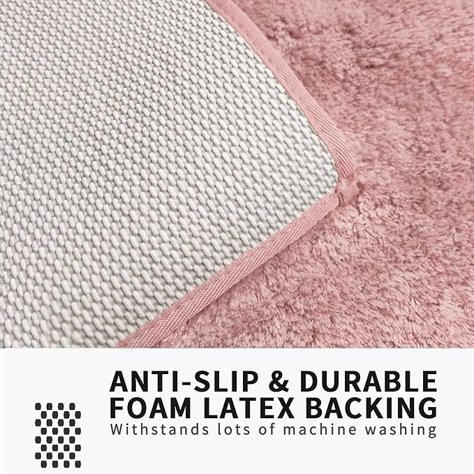 FIFU Bathroom Runner Rug 24" W x 48" L, Bath Mats for Bathroom, Bedroom & Kitchen, Non-Slip Rubber Latex Backing, Comfort & Soft Shower Bathmat & Carpet for Sink, Home & Hallways, Pink