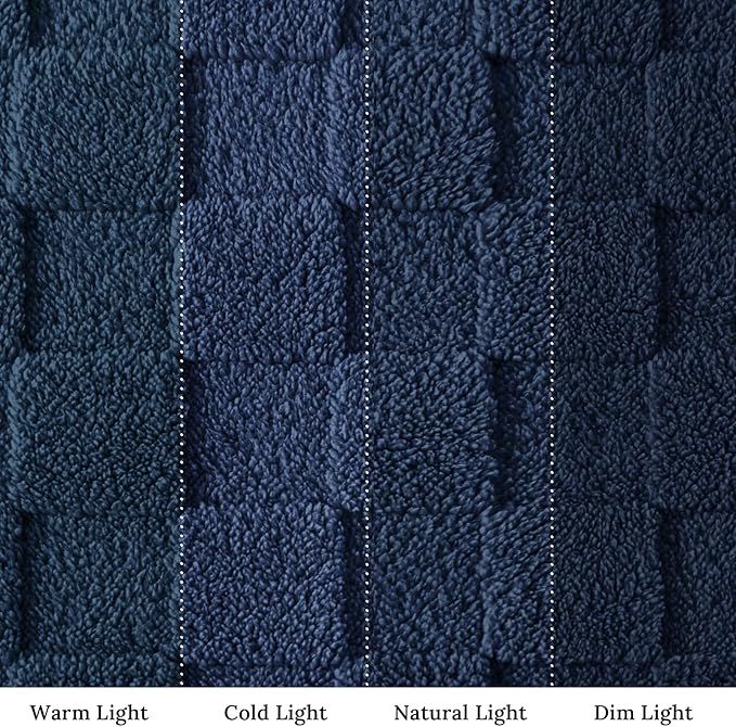 Exclusivo Mezcla Fleece Throw Blanket for Couch,Super Soft and Warm Lightweight Checkered Pattern Blankets for All Seasons, 50x60 Inches, Navy Blue