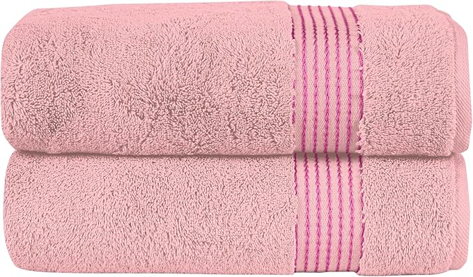 Elegant Comfort Premium Turkish Cotton 2 Pack Bath Towel Set - 27 x 54 inch, Luxurious Hotel Spa Quality 100% Turkish Cotton 2PC Bath Towel Set - Highly Absorbent - Soft Bathroom Towels, Dusty Rose
